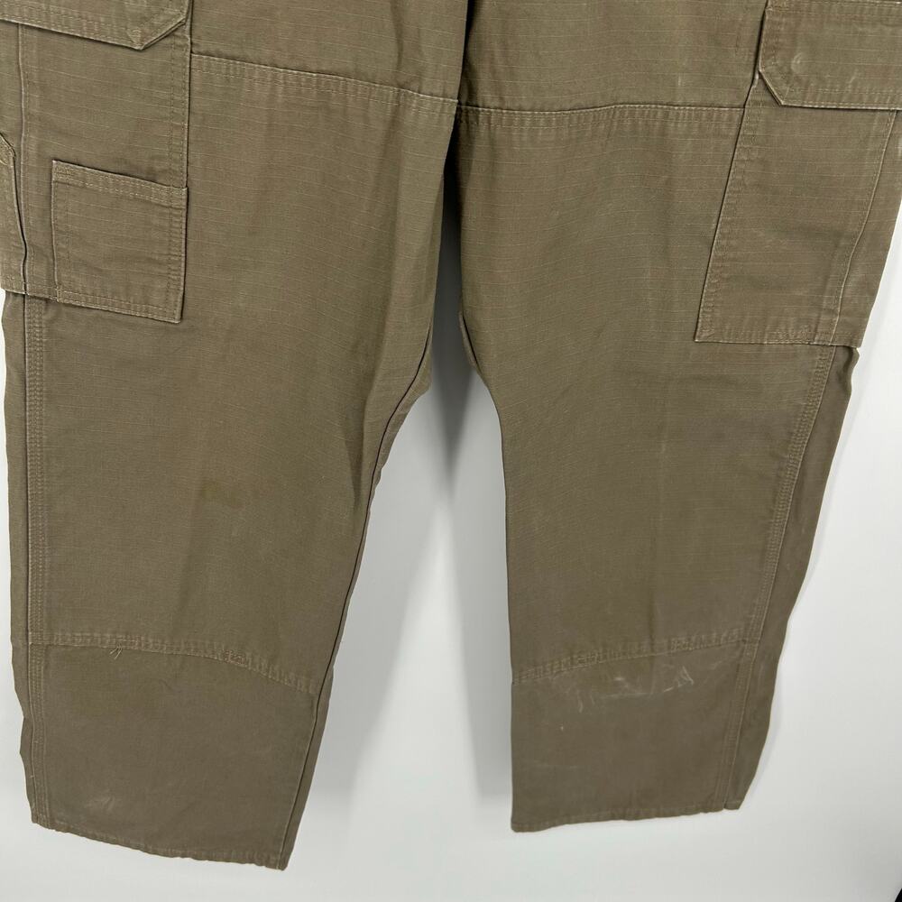 Men's Tan Wrangler Riggs Double Knee Canvas Ripstop Cargo Carpenter Pants 36x30 - Picture 6 of 10